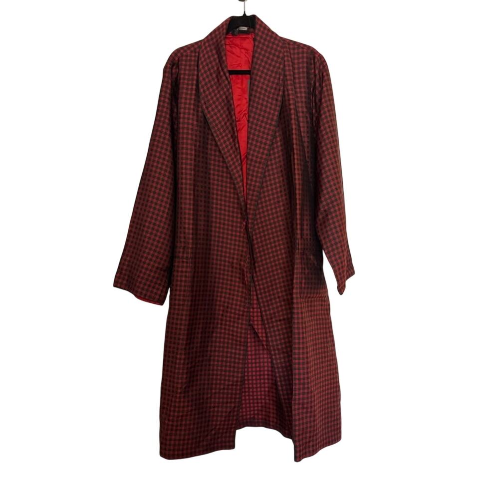 Prada NWT Men’s Silk Red and Black Checkered Robe Size M - Mint